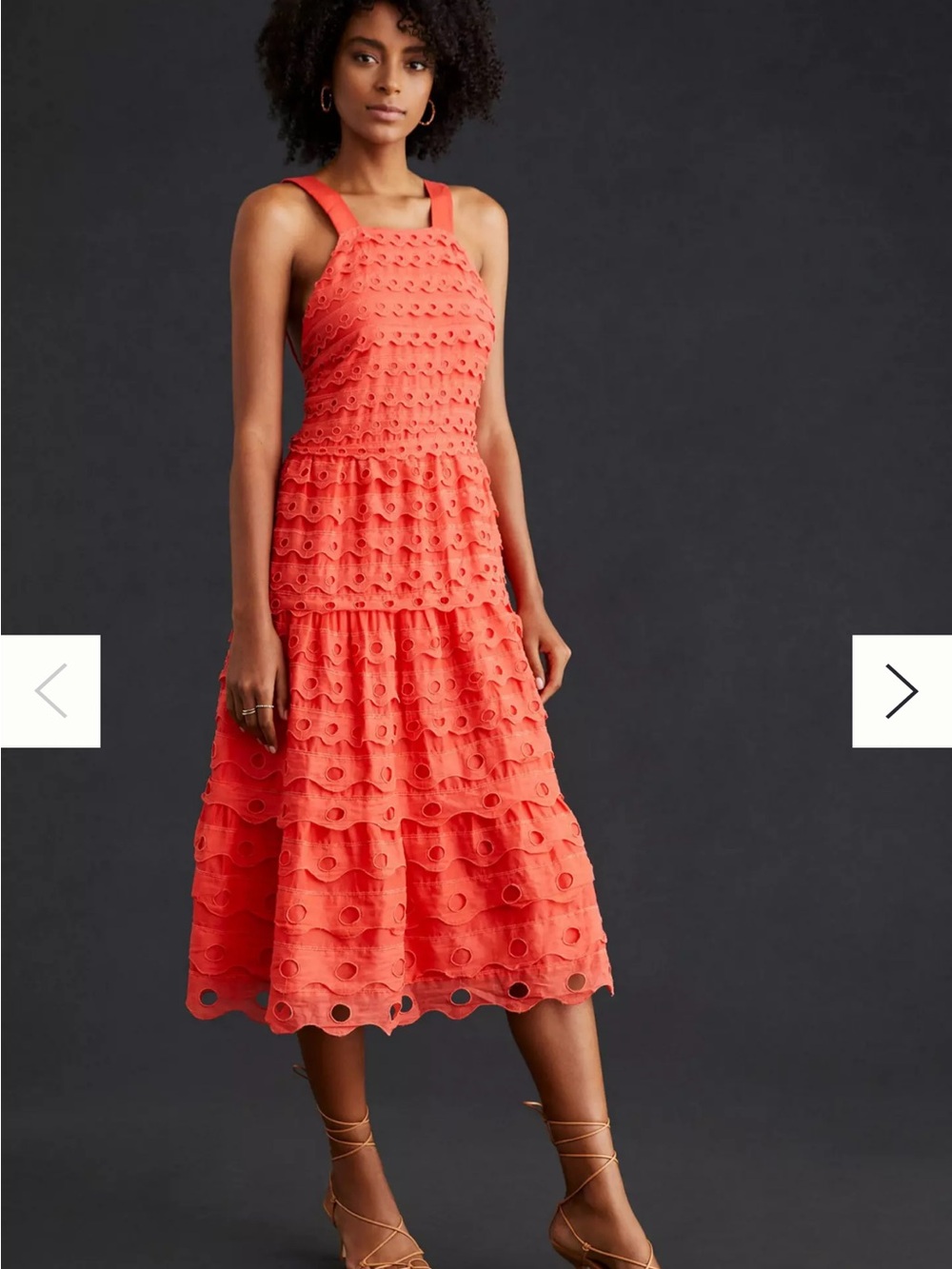 Anthropologie Maeve Eyelet Tiered Midi Dress